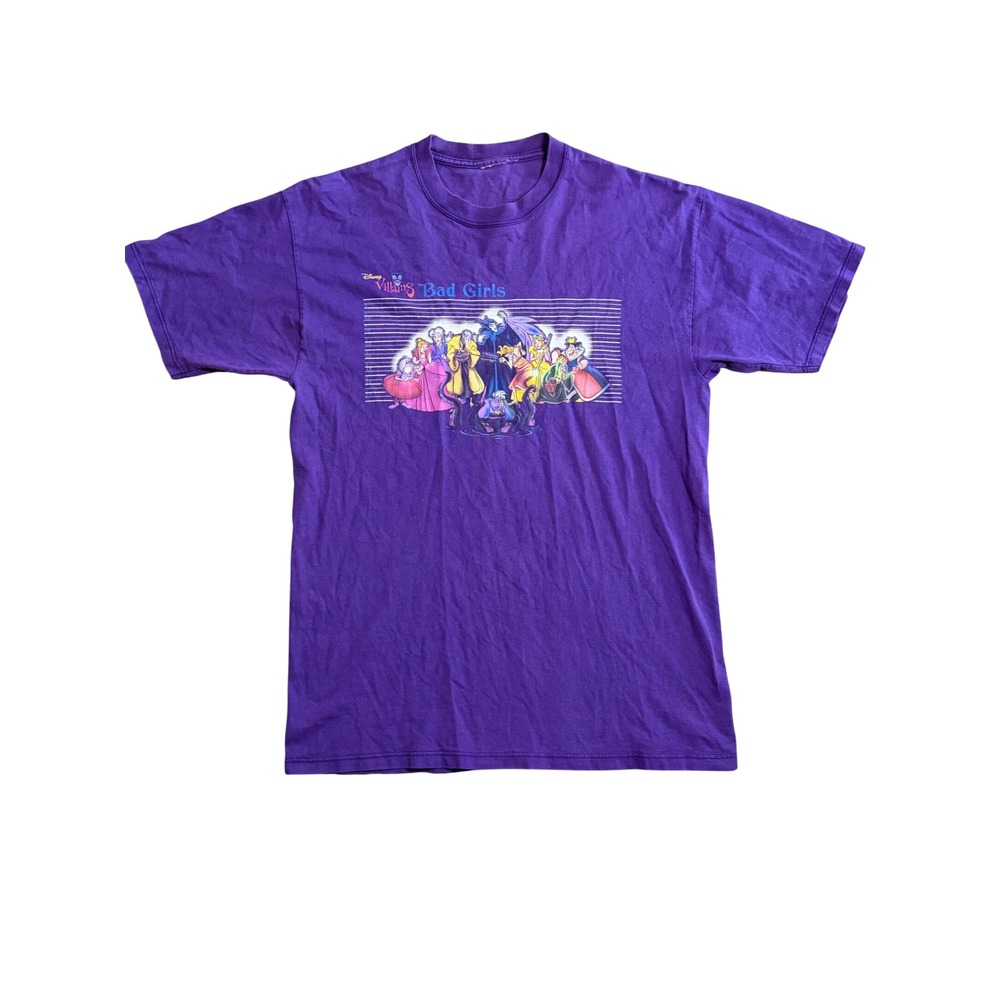 Vintage Disney Villains Bad Girls T Shirt Purple Mens Large Mugshot Graphic Tee